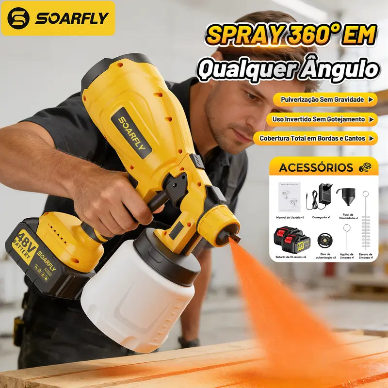 [PROMOÇÃO] Pistola de Pintura 48V 2 Baterias 800ml – Pulverizador Portátil Alta Pressão 3000PSI para Carro, Móveis e Reformas Bivolt Sem Fios