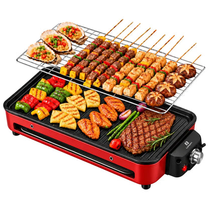 [PROMOÇÃO] Churrasqueira Elétrica 2 em 1 Chapa e Grelha Antiaderente + KIT CHURRASCO