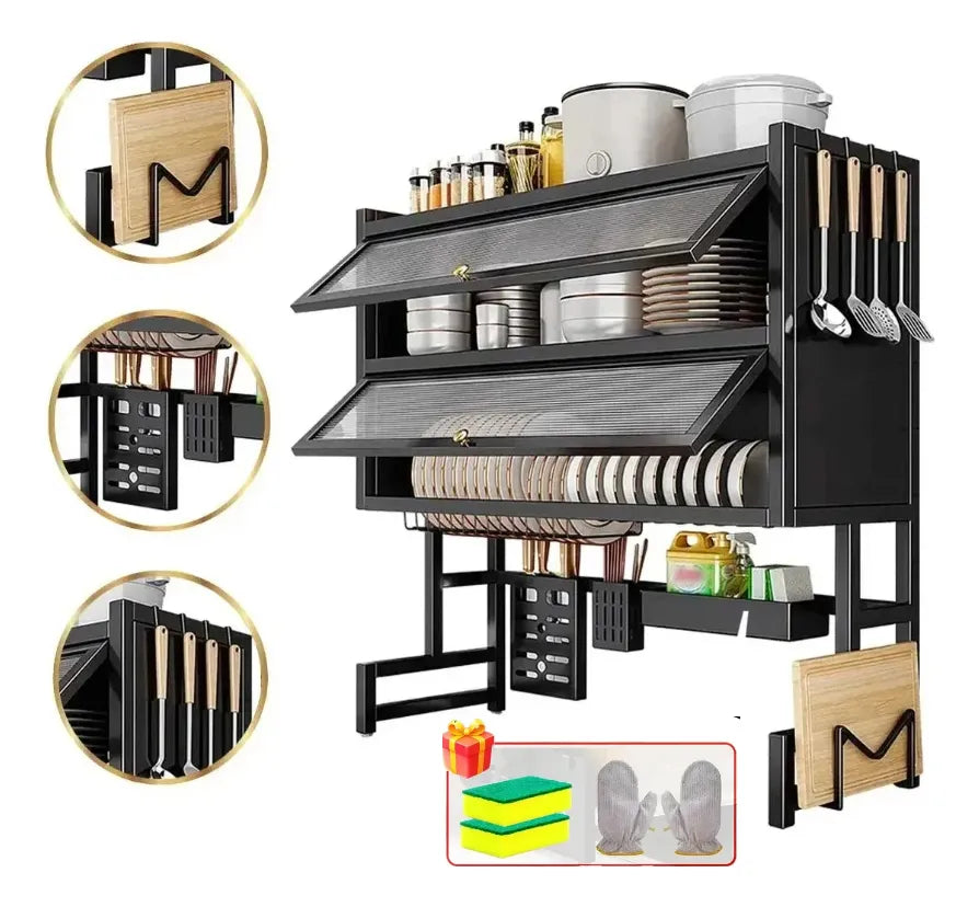[LANÇAMENTO] Escorredor de Louça Suspenso Aço Inoxidável Organizador de Cozinha com 2 Níveis - De 65 a 105cm