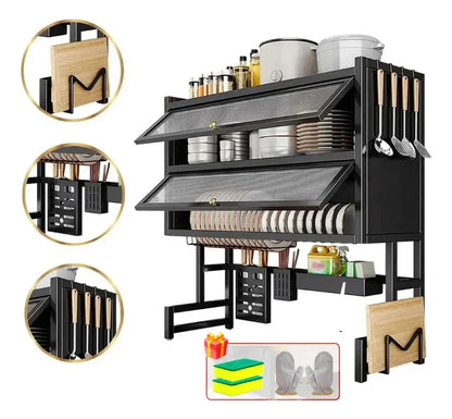 [LANÇAMENTO] Escorredor de Louça Suspenso Aço Inoxidável Organizador de Cozinha com 2 Níveis - De 65 a 105cm