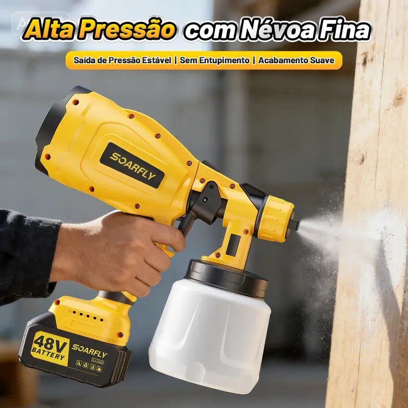 [PROMOÇÃO] Pistola de Pintura 48V 2 Baterias 800ml – Pulverizador Portátil Alta Pressão 3000PSI para Carro, Móveis e Reformas Bivolt Sem Fios