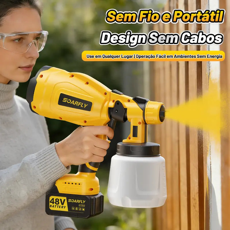 [PROMOÇÃO] Pistola de Pintura 48V 2 Baterias 800ml – Pulverizador Portátil Alta Pressão 3000PSI para Carro, Móveis e Reformas Bivolt Sem Fios