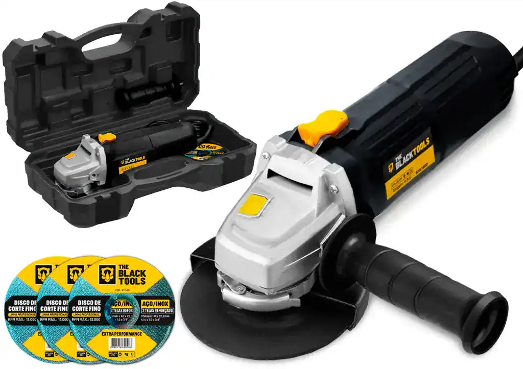 Esmerilhadeira Lixadeira Angular 4.1/2 780W Com Kit de Soquetes 40 Pecas The Black Tools