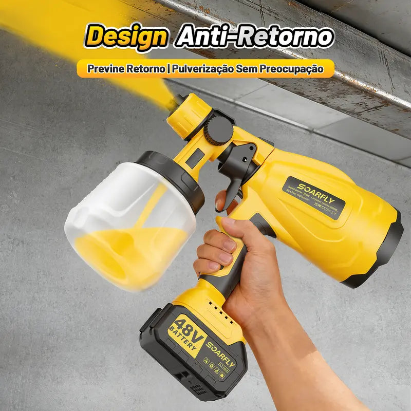 [PROMOÇÃO] Pistola de Pintura 48V 2 Baterias 800ml – Pulverizador Portátil Alta Pressão 3000PSI para Carro, Móveis e Reformas Bivolt Sem Fios