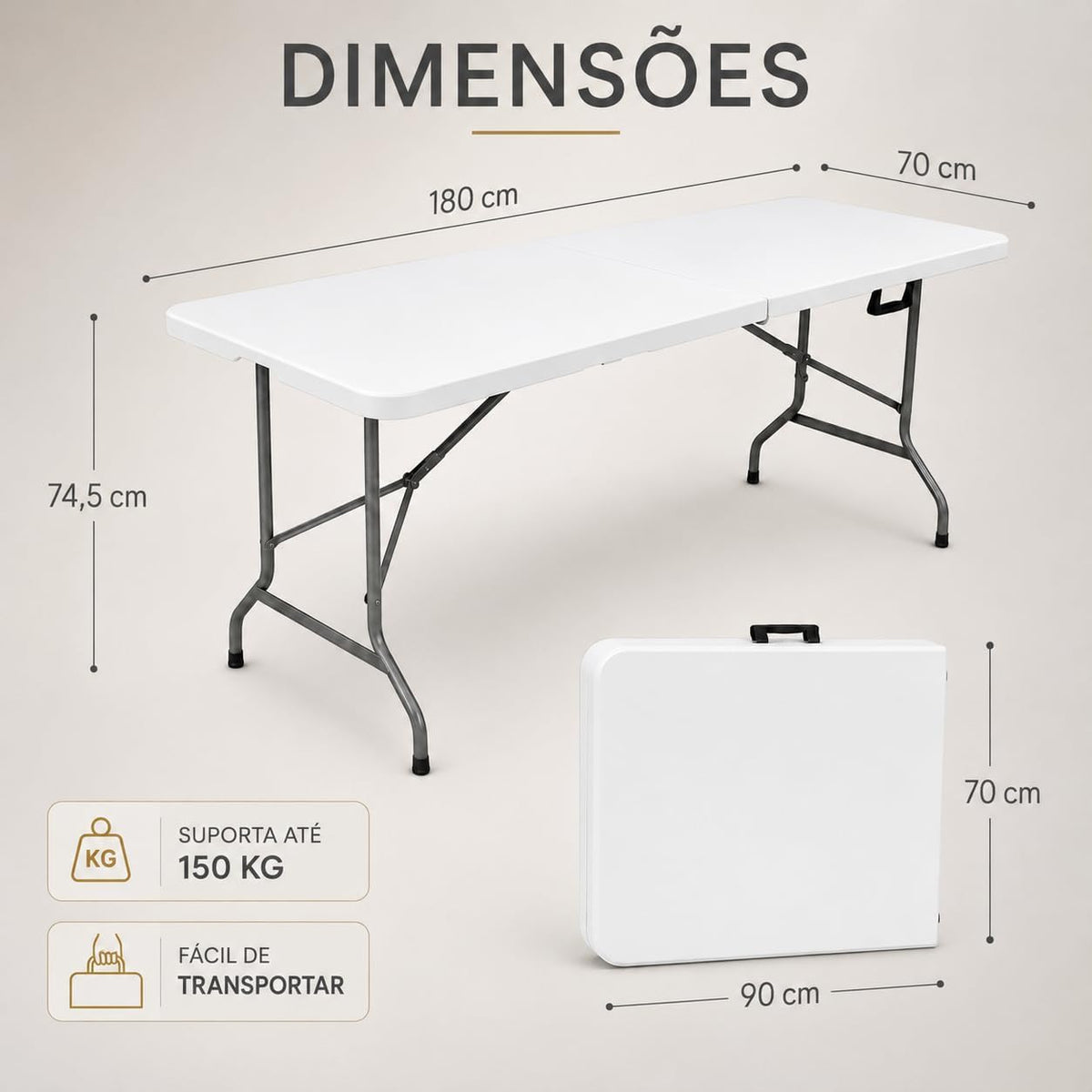 Mesa Dobrável Portátil com Alça para Transporte