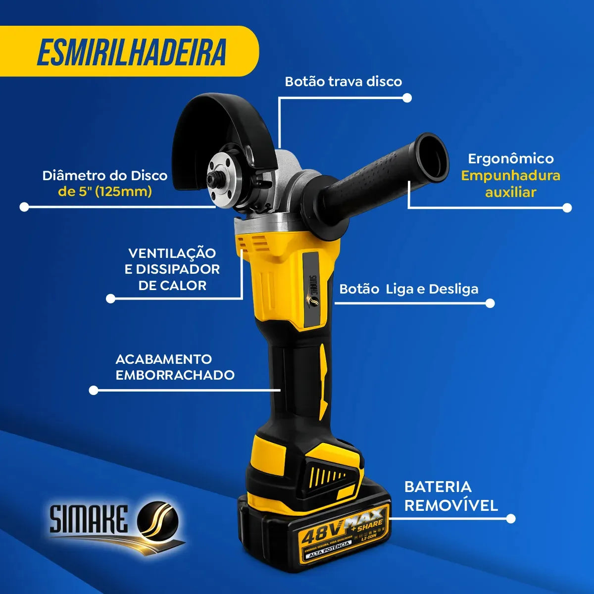 [ÚLTIMAS UNIDADES] Kit 4 em 1 Ferramentas 48V – Martelete, Esmerilhadeira, Parafusadeira e Chave de Impacto, 4 Baterias e Maleta, Sem Fio para Reformas