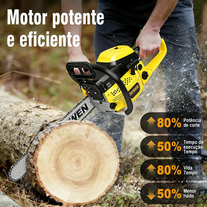 [PROMOÇÃO] Motosserra a Gasolina DEWEN 52cc Barra 20 Polegadas 3.0HP Corte Profissional de Árvores