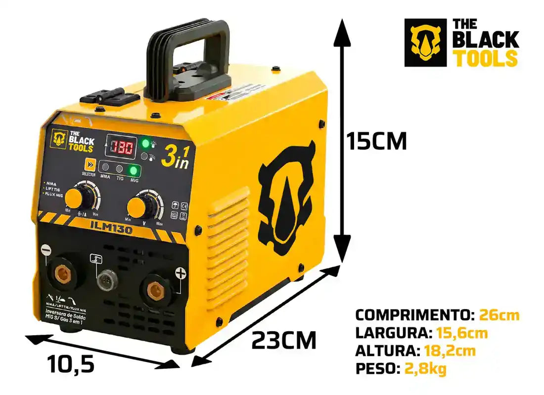 Maquina Inversora De Solda MIG Sem Gas 130A 3 Em 1 TIG Lift Kit Completo