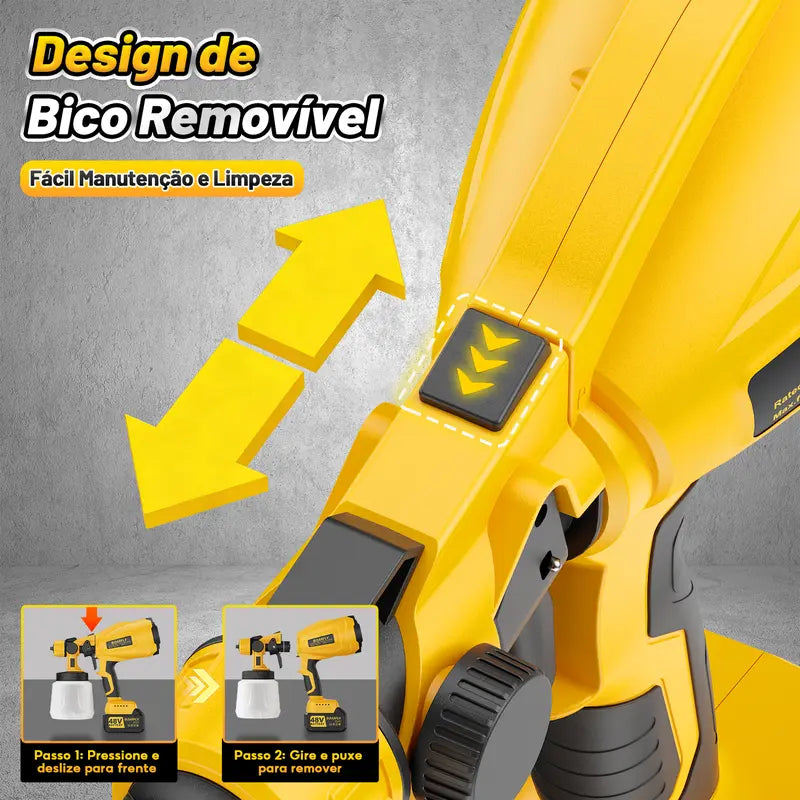 [PROMOÇÃO] Pistola de Pintura 48V 2 Baterias 800ml – Pulverizador Portátil Alta Pressão 3000PSI para Carro, Móveis e Reformas Bivolt Sem Fios