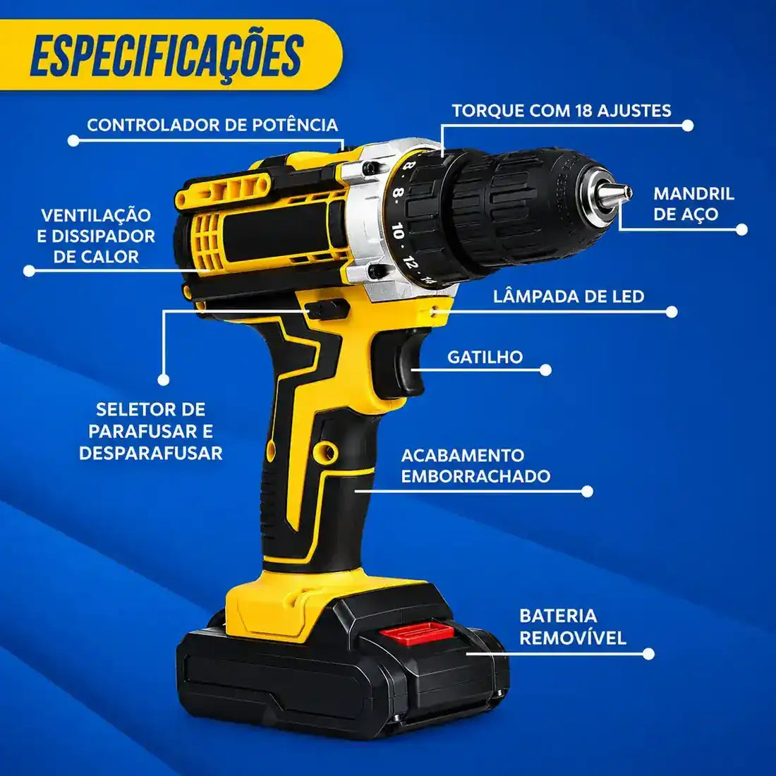 [PROMOÇÃO] Furadeira Parafusadeira a Bateria 48V + Mala Completa