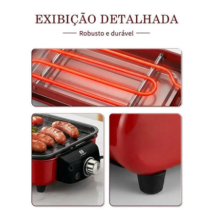 [PROMOÇÃO] Churrasqueira Elétrica 2 em 1 Chapa e Grelha Antiaderente + KIT CHURRASCO