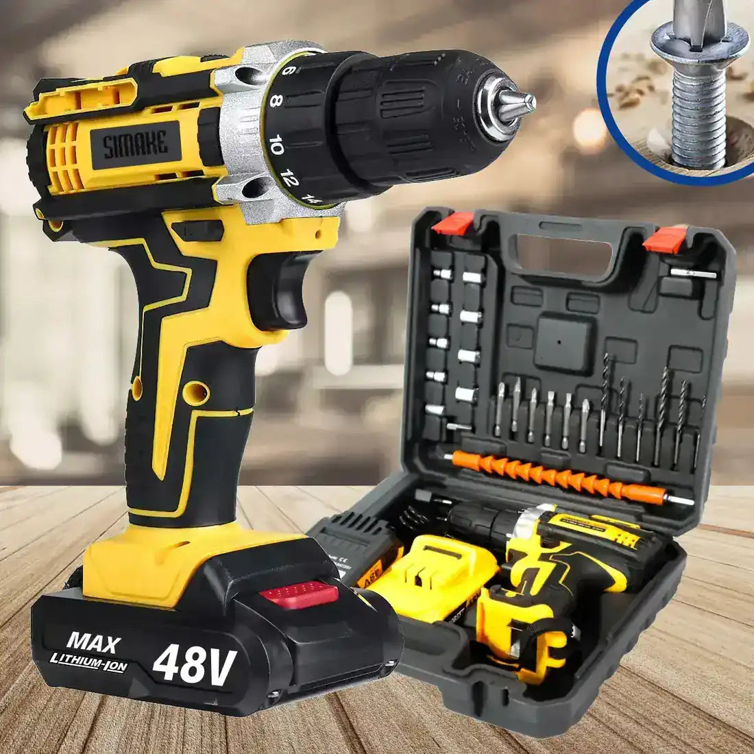 [PROMOÇÃO] Furadeira Parafusadeira a Bateria 48V + Mala Completa