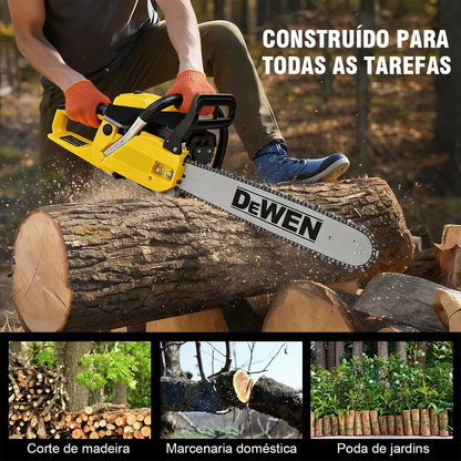 [PROMOÇÃO] Motosserra a Gasolina DEWEN 52cc Barra 20 Polegadas 3.0HP Corte Profissional de Árvores