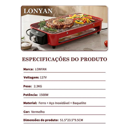 [PROMOÇÃO] Churrasqueira Elétrica 2 em 1 Chapa e Grelha Antiaderente + KIT CHURRASCO