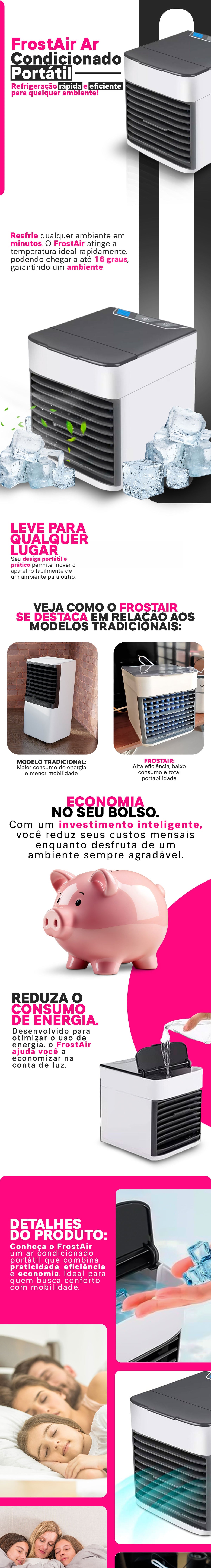 [ Leve 2 Pague 1 ] Ar-Condicionado Portátil FrostAir - Refrigeração Eficiente + Brinde Exclusivo.