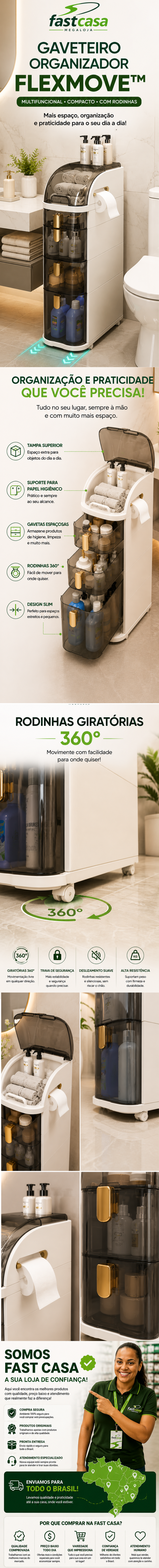 Gaveteiro Organizador FlexMove™ | Multiuso com Rodinhas para Banheiro, Quarto, Cozinha e Lavanderia