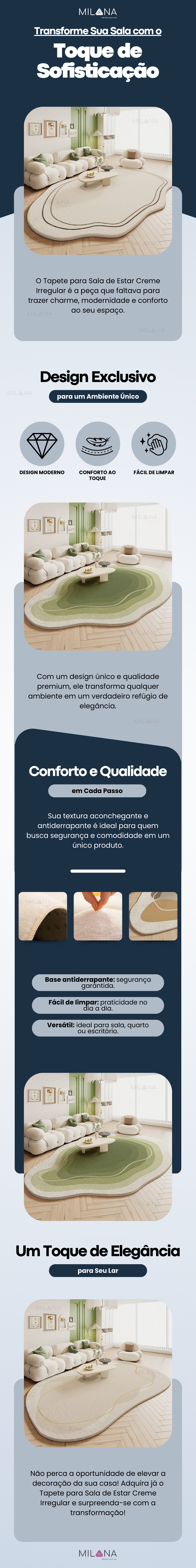 Tapete Sala De Estar Creme Irregular