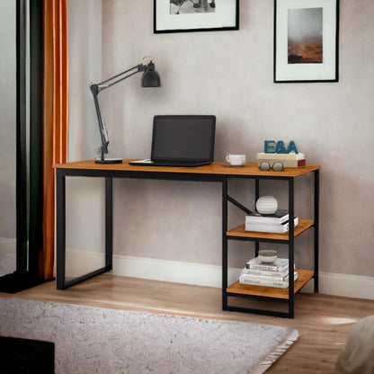 Mesa Home Office, Prateleiras De Metal, 120cm, Moderna