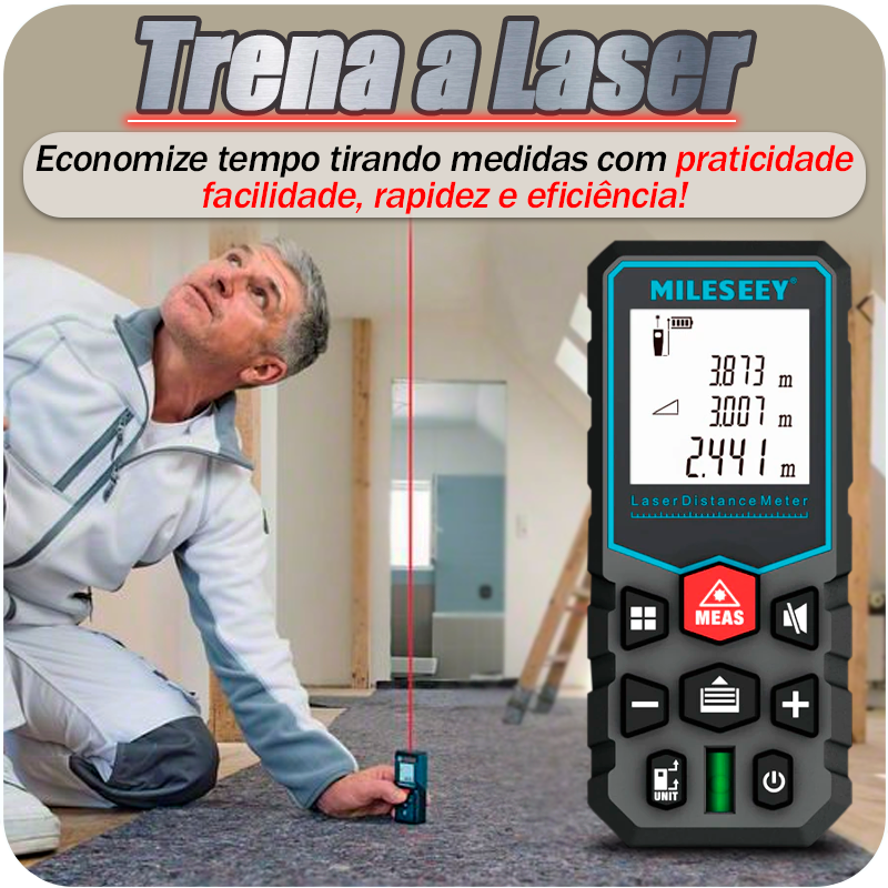 Trena Métrica a Laser mede até 100 Metros com Display Profissional