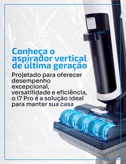 Aspirador Vertical de Pó I7 Pro - Aspira e Passa Pano Autolimpante, Sem Fio