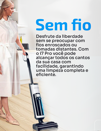 Aspirador Vertical de Pó I7 Pro - Aspira e Passa Pano Autolimpante, Sem Fio