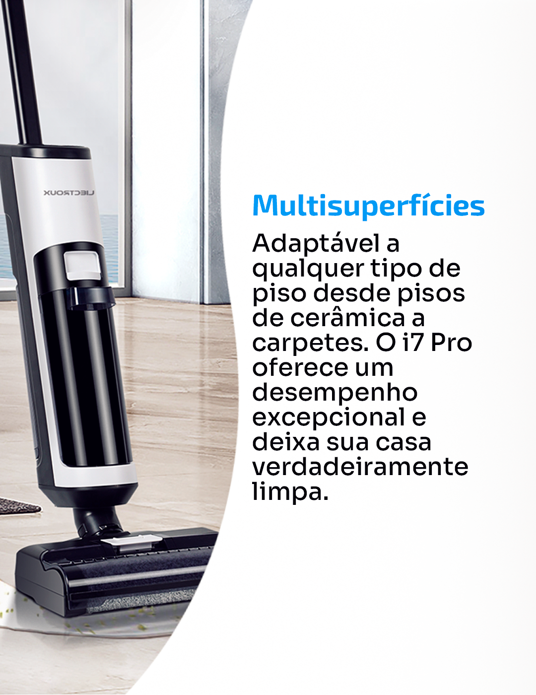 Aspirador Vertical de Pó I7 Pro - Aspira e Passa Pano Autolimpante, Sem Fio