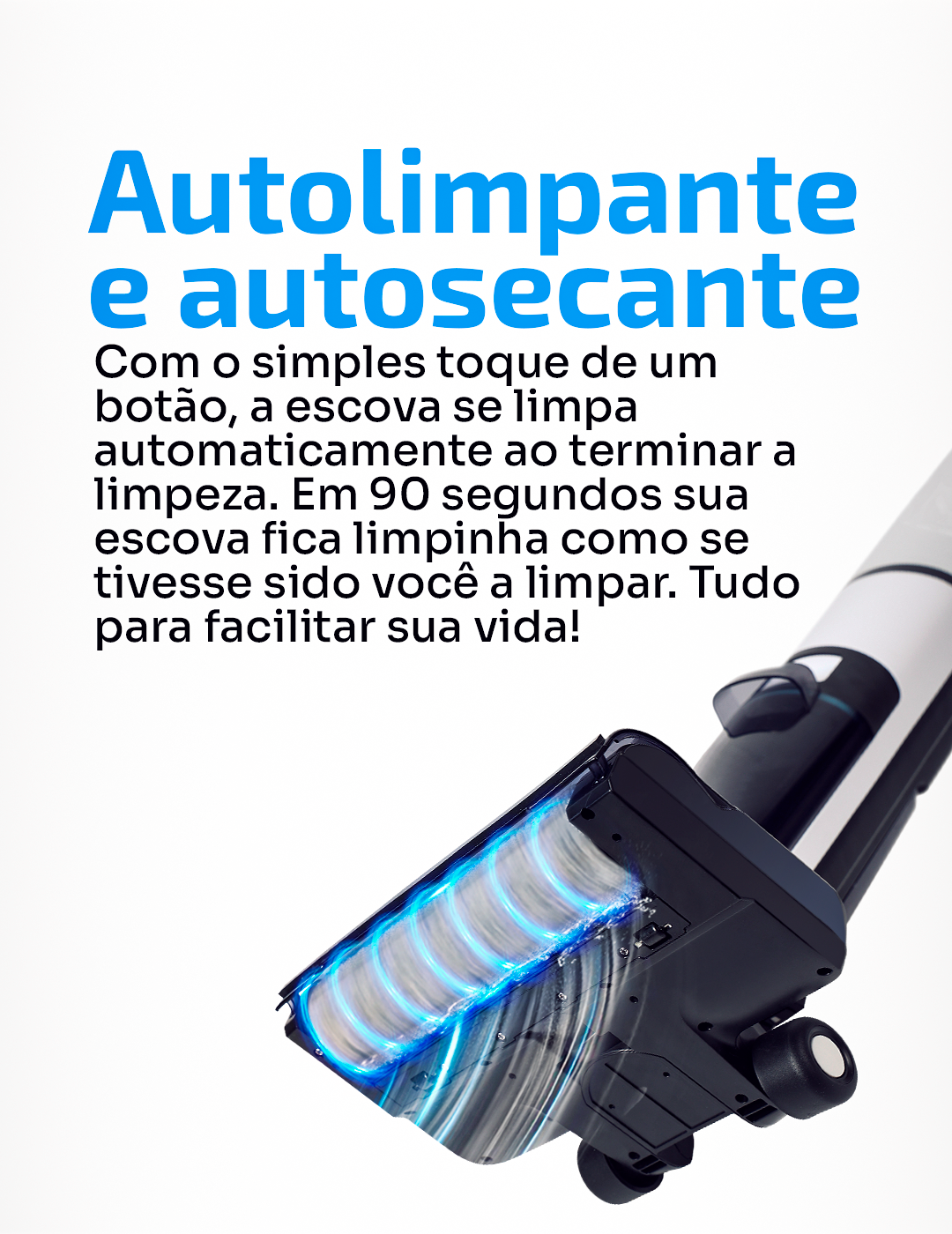 Aspirador Vertical de Pó I7 Pro - Aspira e Passa Pano Autolimpante, Sem Fio
