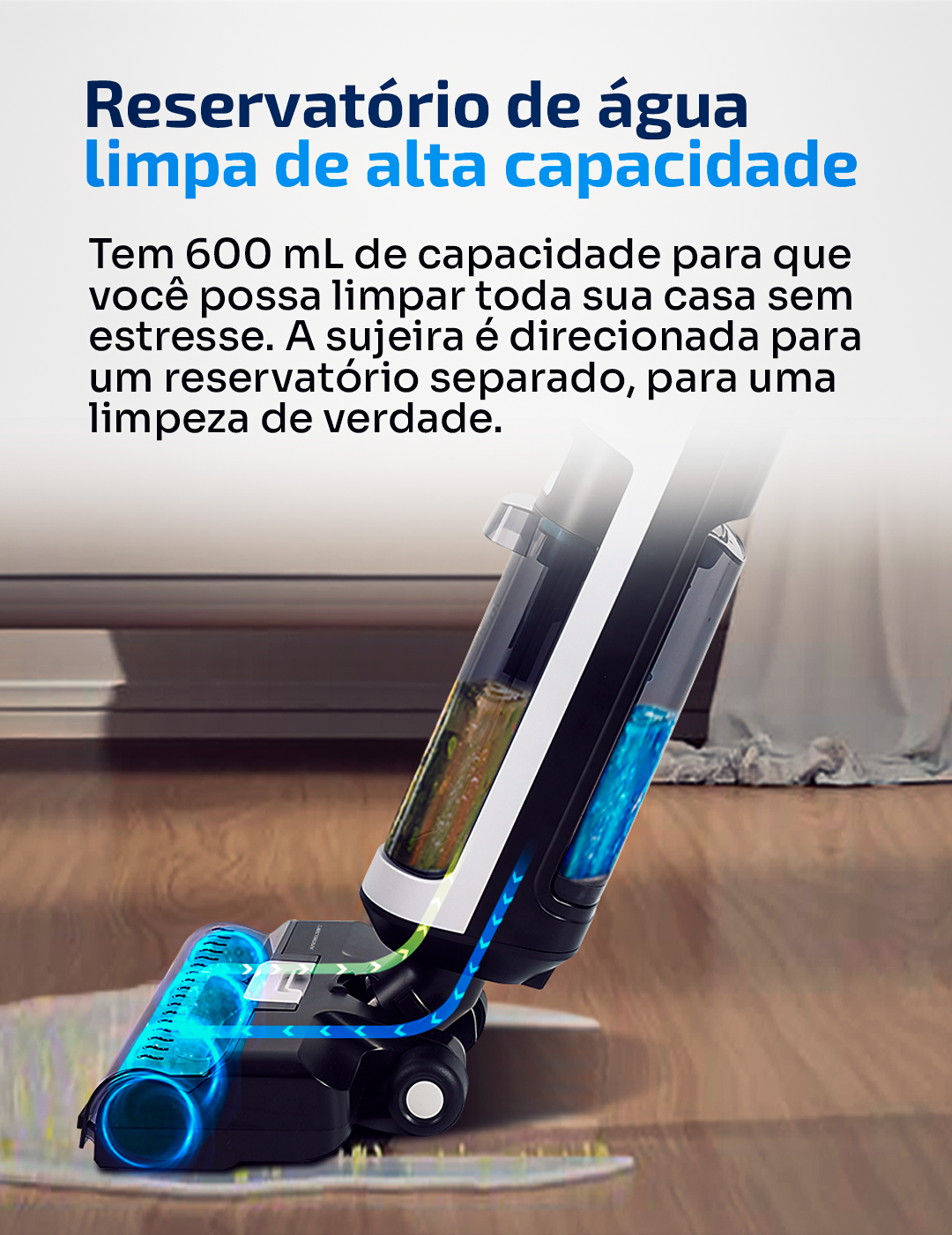 Aspirador Vertical de Pó I7 Pro - Aspira e Passa Pano Autolimpante, Sem Fio