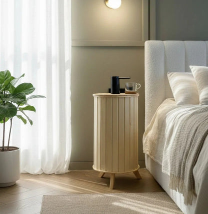 Mesa lateral nórdica para dispensador de água em madeira de pinho premium