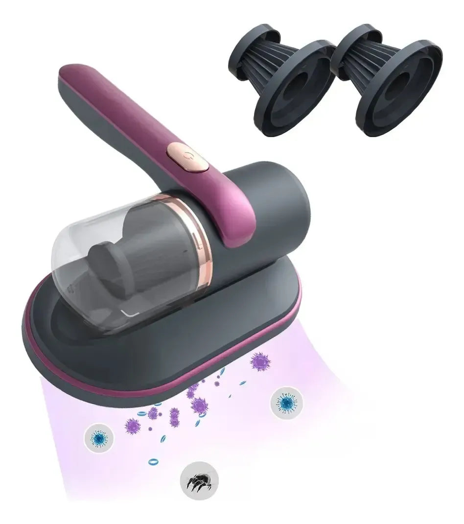 Aspirador Anti Ácaro Portátil Sem Fio Com Luz Uv Filtragem Cor Cinza/roxo