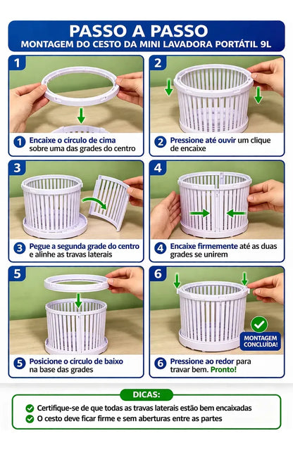 Mini Máquina Lavar Roupas Balde Lavadora Dobrável Portátil