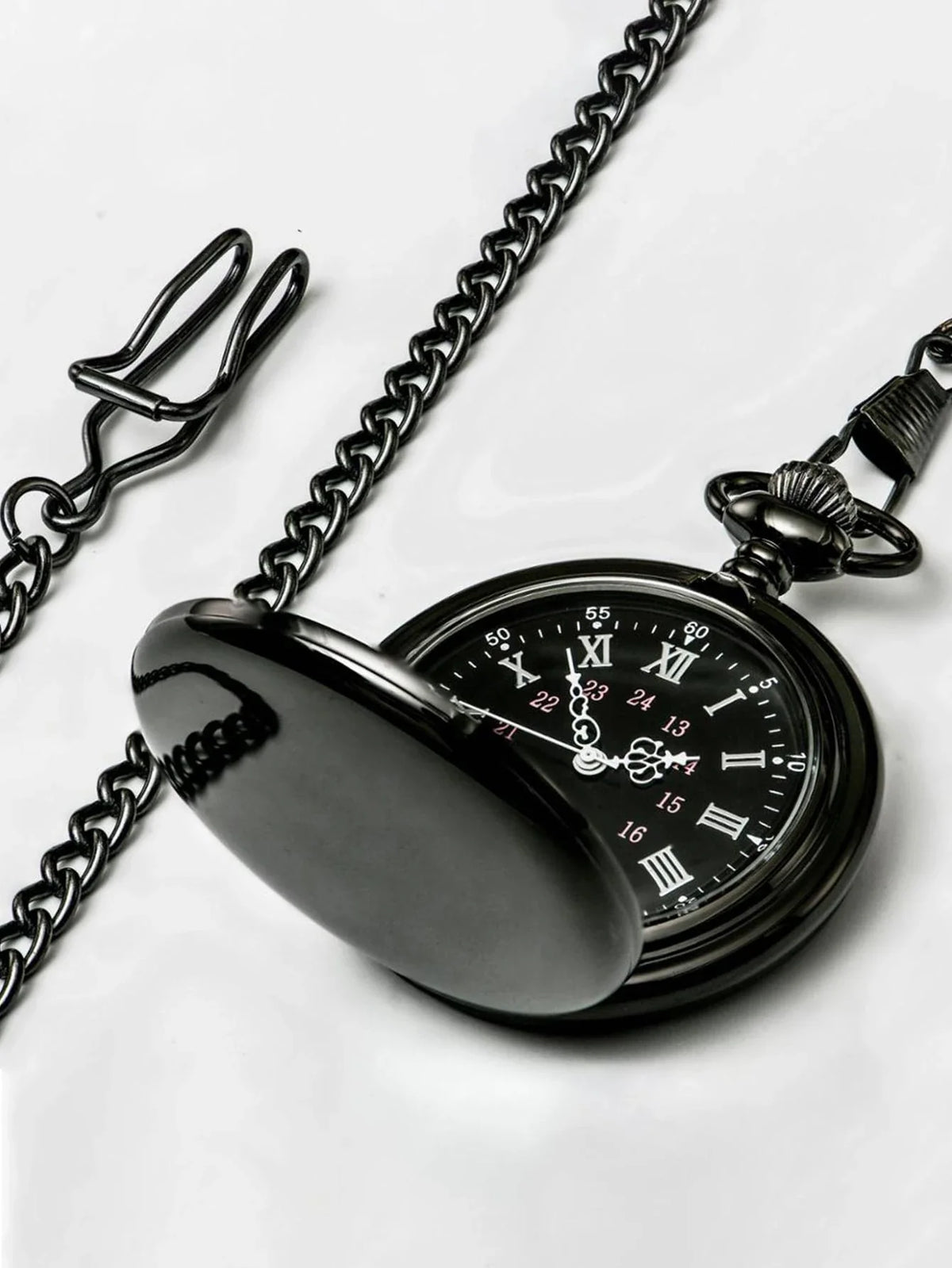 Relógio de Bolso Masculino Preto Romano