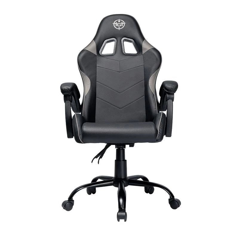 Cadeira Gamer Reclinável, Couro PVC, Até 120kg, Preta