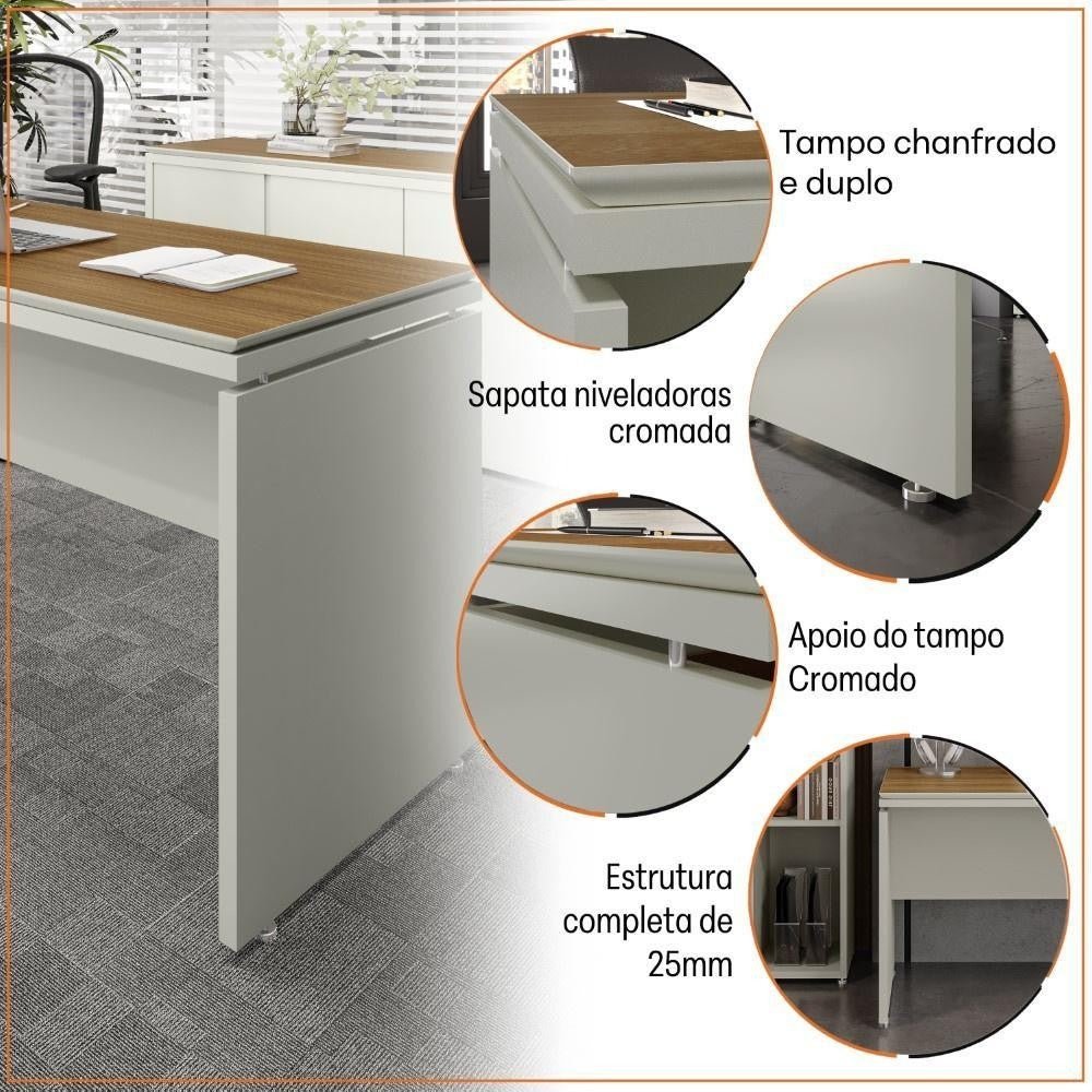 Mesa de Escritório Oslo, Tampo Duplo, 160cm, MDP/MDF