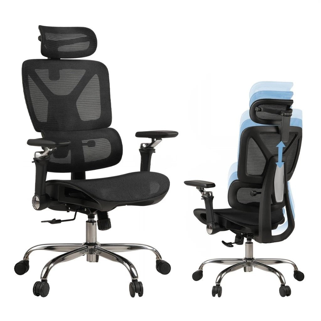 Cadeira Escritório Ergonômica, Suporte Lombar, Mesh, 6D, Até 150kg