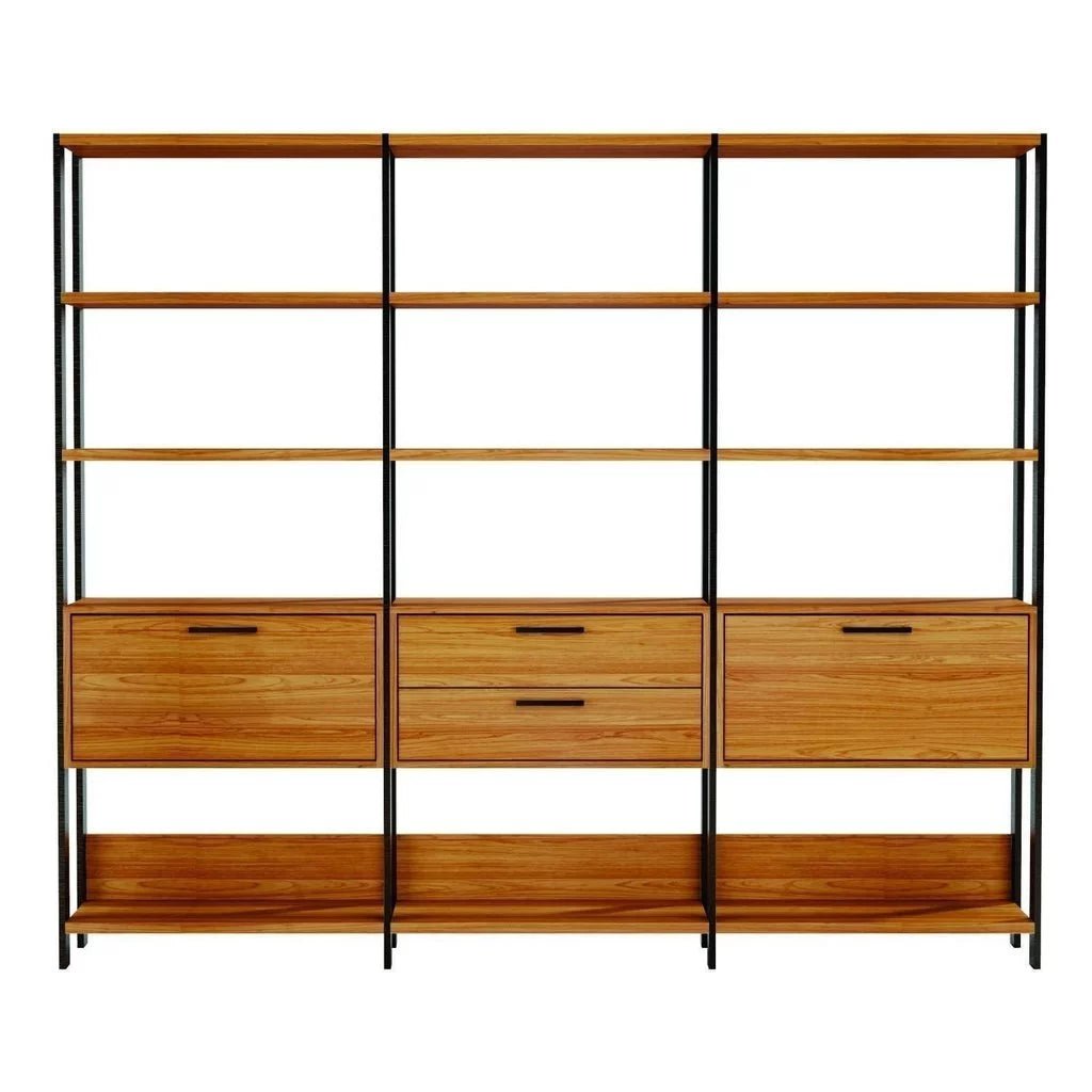 Estante Industrial, 2 Portas, 2 Gavetas, 100% MDF, Freijó/Preto
