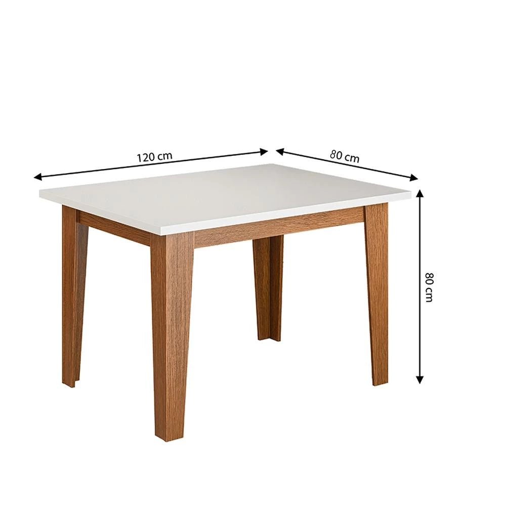 Conjunto Sala de Jantar, Mesa 1,20m, 4 Cadeiras, Madeirado